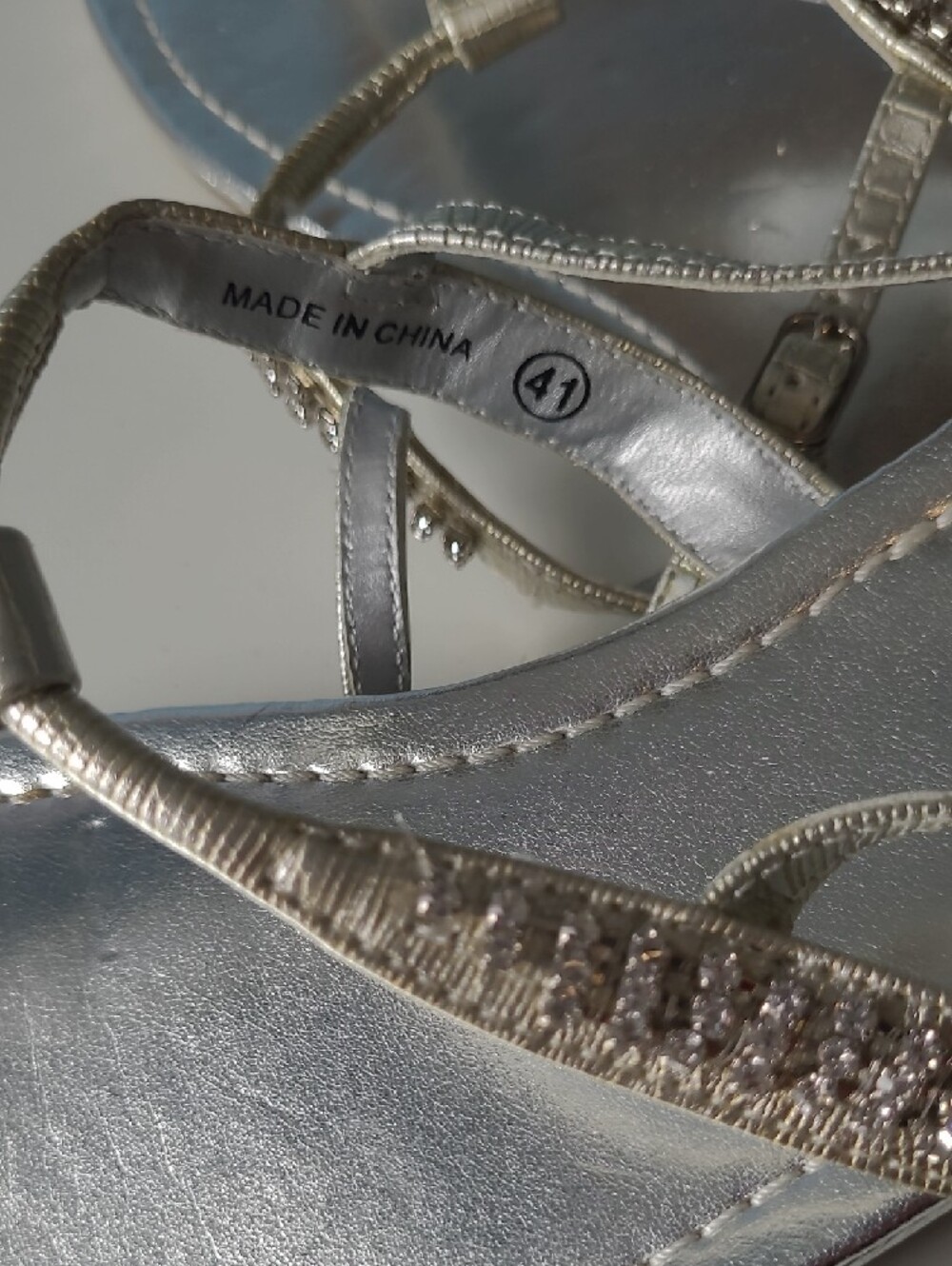 Call It Spring Silver Rhinestone T-Strap Sandals - Picture 4 of 4